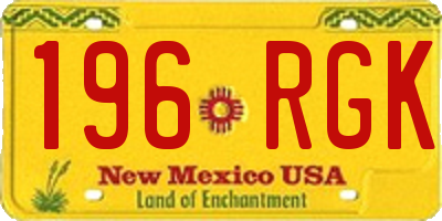 NM license plate 196RGK
