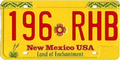NM license plate 196RHB