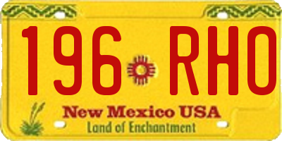 NM license plate 196RHO