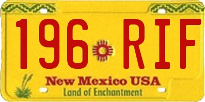 NM license plate 196RIF