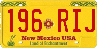 NM license plate 196RIJ