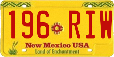 NM license plate 196RIW