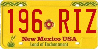 NM license plate 196RIZ