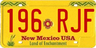 NM license plate 196RJF