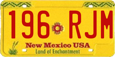 NM license plate 196RJM