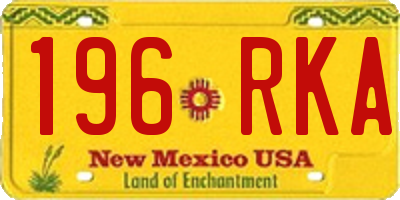 NM license plate 196RKA
