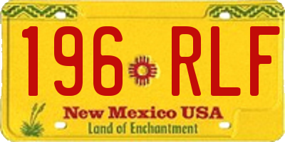 NM license plate 196RLF