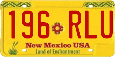 NM license plate 196RLU