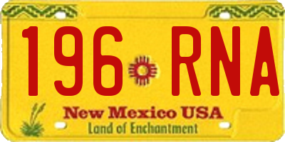 NM license plate 196RNA