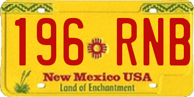 NM license plate 196RNB