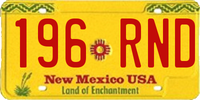 NM license plate 196RND