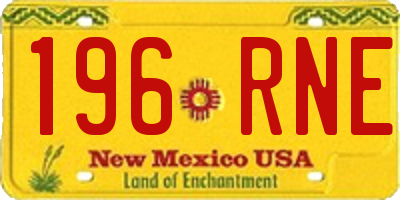 NM license plate 196RNE
