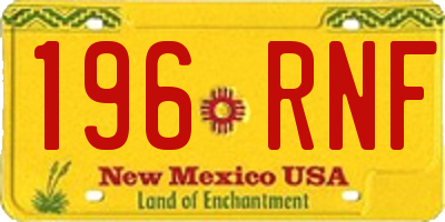 NM license plate 196RNF