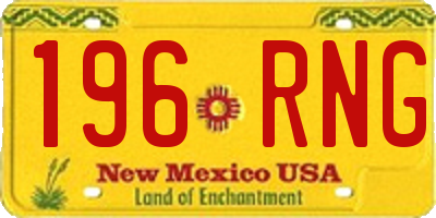 NM license plate 196RNG
