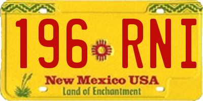 NM license plate 196RNI