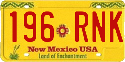 NM license plate 196RNK