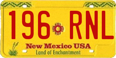 NM license plate 196RNL