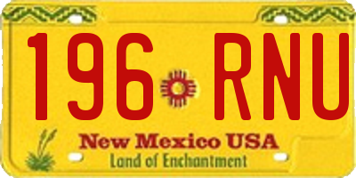 NM license plate 196RNU