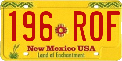 NM license plate 196ROF
