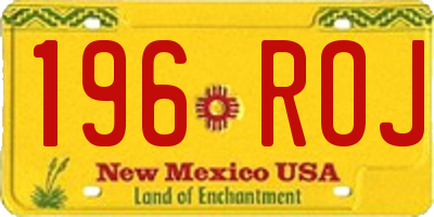 NM license plate 196ROJ