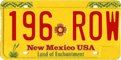 NM license plate 196ROW