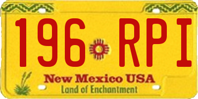 NM license plate 196RPI