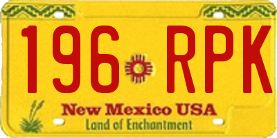 NM license plate 196RPK