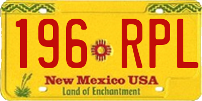 NM license plate 196RPL