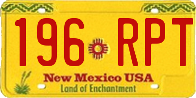 NM license plate 196RPT