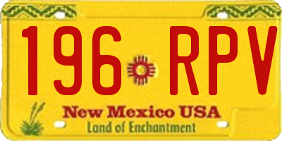 NM license plate 196RPV