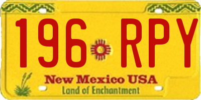 NM license plate 196RPY