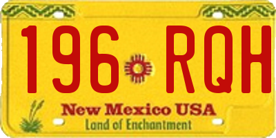 NM license plate 196RQH