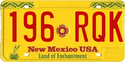 NM license plate 196RQK