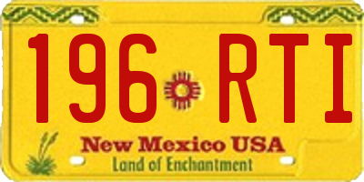 NM license plate 196RTI