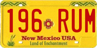 NM license plate 196RUM