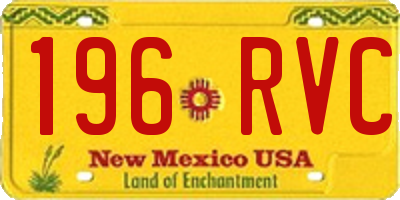 NM license plate 196RVC