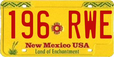 NM license plate 196RWE