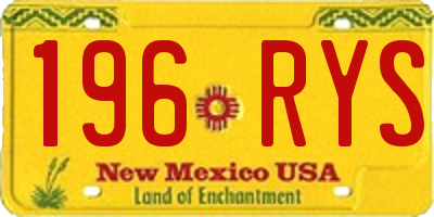 NM license plate 196RYS
