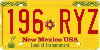 NM license plate 196RYZ