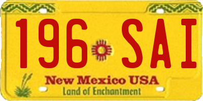 NM license plate 196SAI