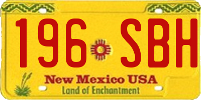 NM license plate 196SBH