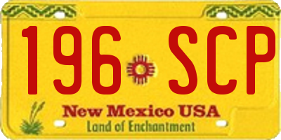 NM license plate 196SCP