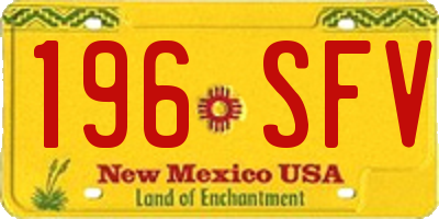 NM license plate 196SFV