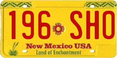 NM license plate 196SHO