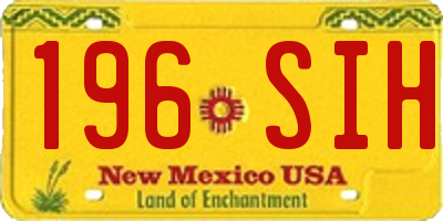 NM license plate 196SIH
