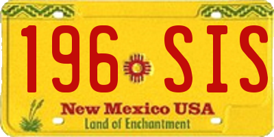 NM license plate 196SIS