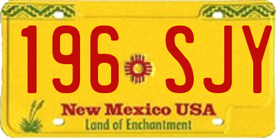 NM license plate 196SJY