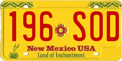 NM license plate 196SOD