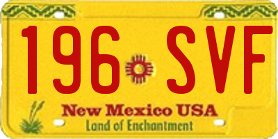 NM license plate 196SVF