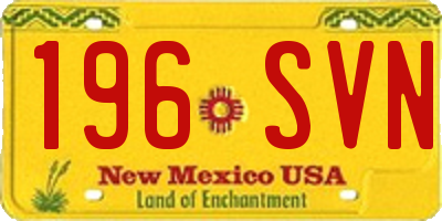 NM license plate 196SVN